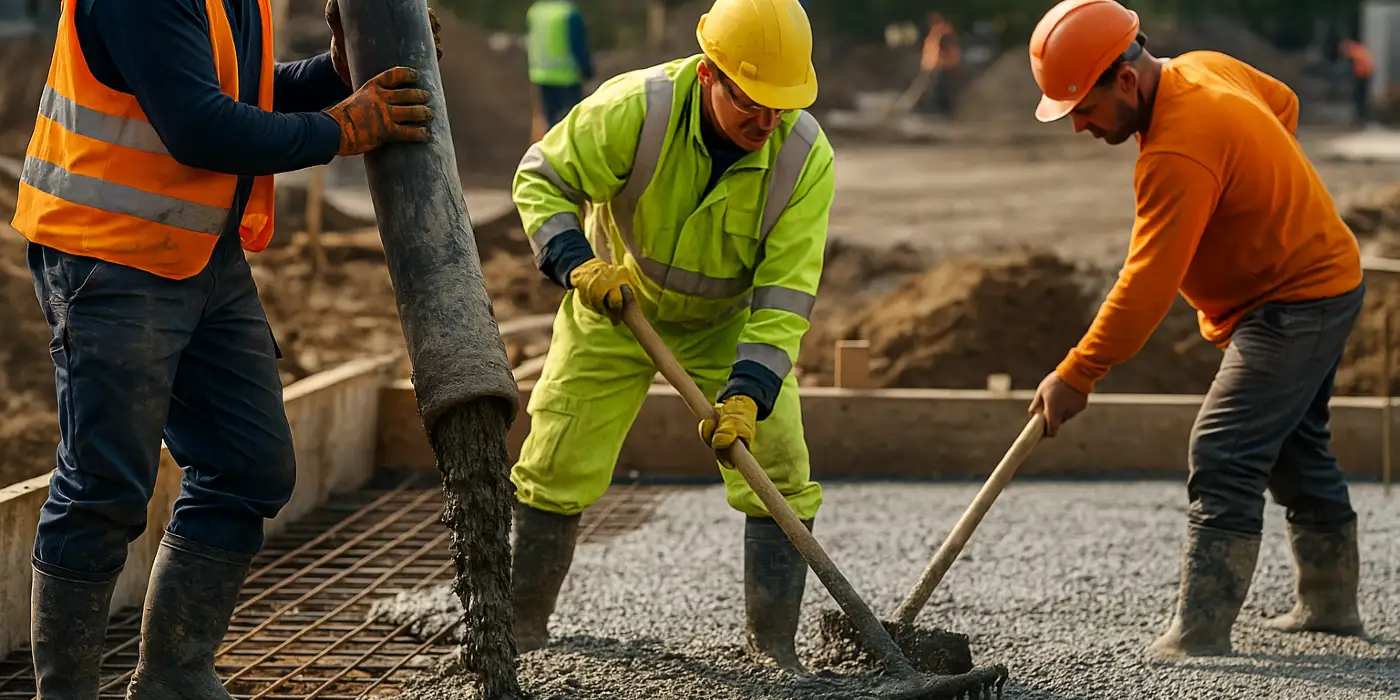 3 concrete contractors spreading concrete on the ground from Phoenix Concrete Contractor in Phoenix, AZ - Concrete Contractor 3 concrete contractors spreading concrete on the ground from Phoenix Concrete Contractor in Phoenix, AZ - Concrete Contractor