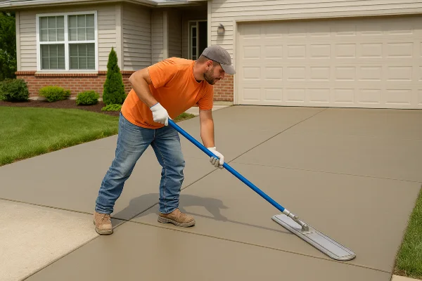 a male worker finishing a concrete driveway from Phoenix Concrete Contractor in Phoenix, AZ - Concrete Contractor a male worker finishing a concrete driveway from Phoenix Concrete Contractor in Phoenix, AZ - Concrete Contractor