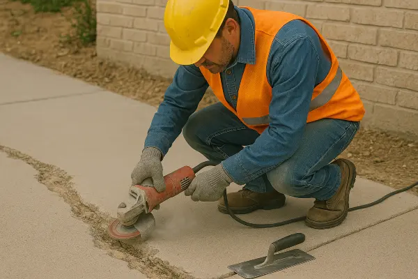 a male worker repairing a sidewalk from Phoenix Concrete Contractor in Mesa, AZ - Mesa AZ a male worker repairing a sidewalk from Phoenix Concrete Contractor in Mesa, AZ - Mesa AZ